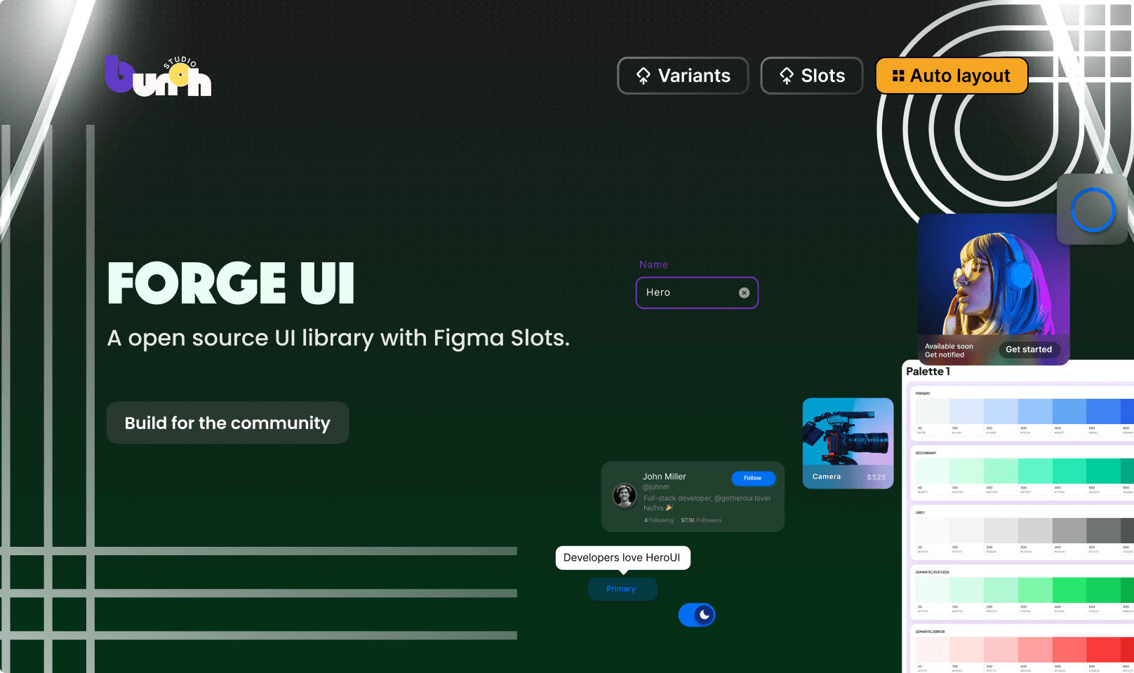 Forge UI design system dashboard